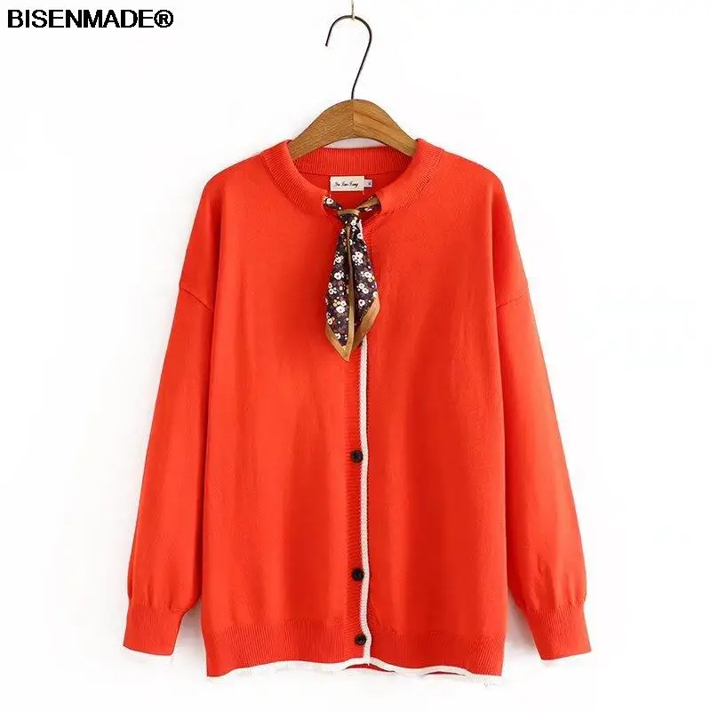 

Women's Clothing Sweaters Plus Size Autumn Winter 2021 New Fashion Jumper Temperament Ribbon Long Sleeve Knitted Cardigan