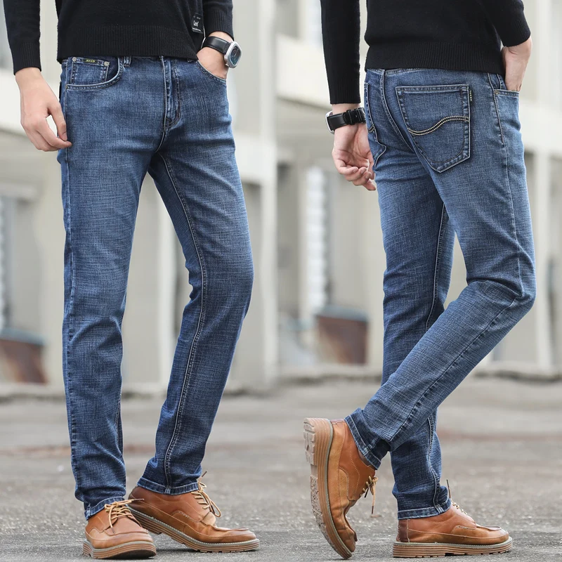 Denim Jean 2021 Men's Autumn Winter Cotton Jeans Men Stretch Business Pants Fashion Trousers Mens Jeans Big Size 35 36 38 40