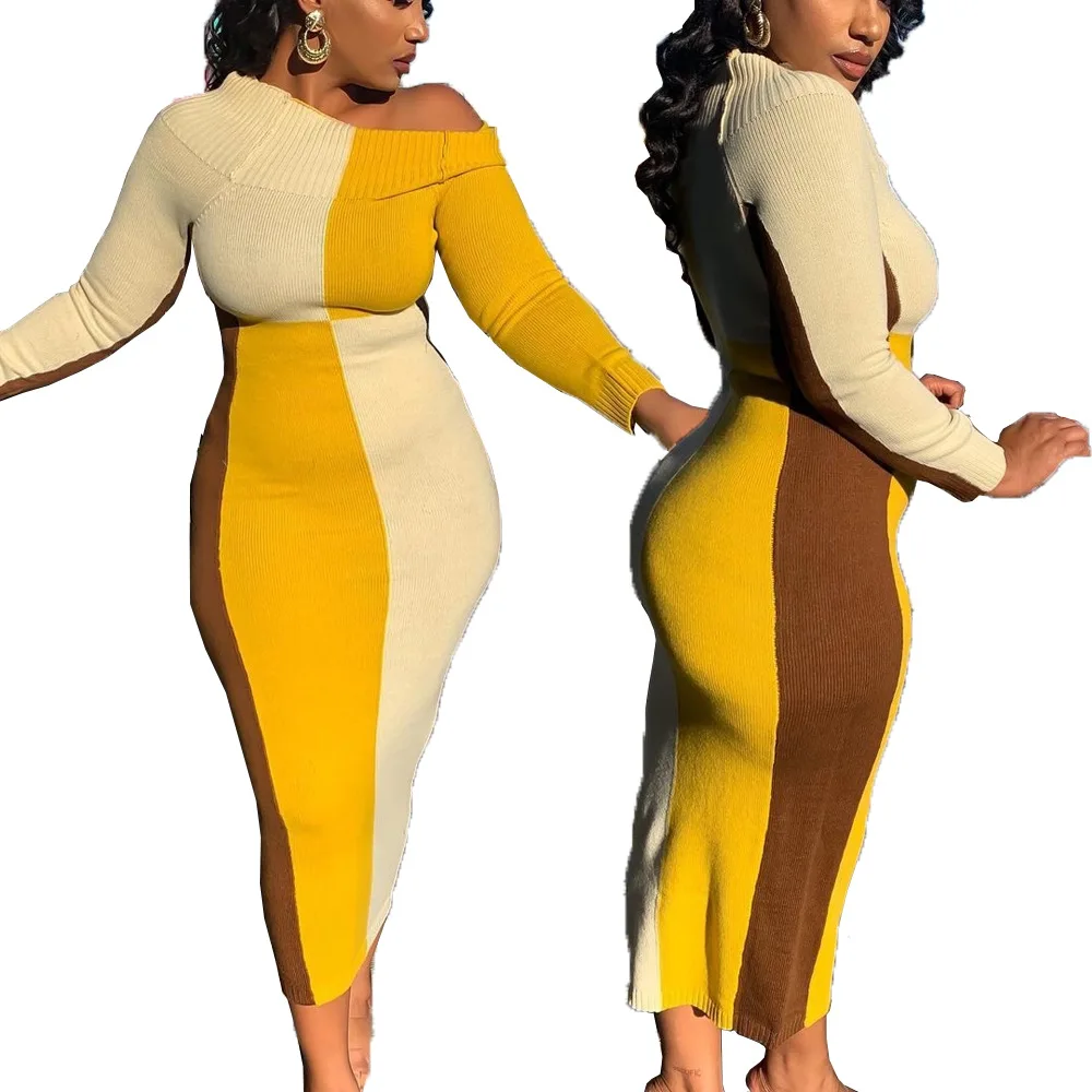 

Women's Sexy Strapless Bodycon Dress Long Sleeve Slim Retro Hip Skirt Fashion Elegant Party Dresses