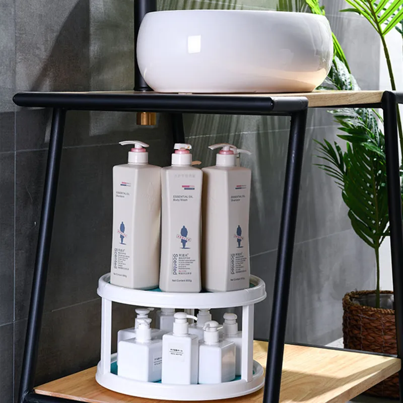 

MOM'S HAND Rotatable Desktop Kitchen Storage Tray Multifunctional Plastic Round Storage Cabinet Spice Bottle Bath Cosmetics Rack