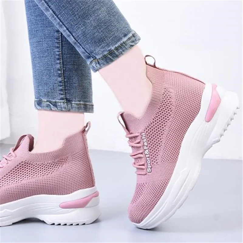 

Women's Increased Heighten Sneakers Fashion Lace Up Running Shoes Breathable Outdoor Casual Sports Footwear Soft Comfortable