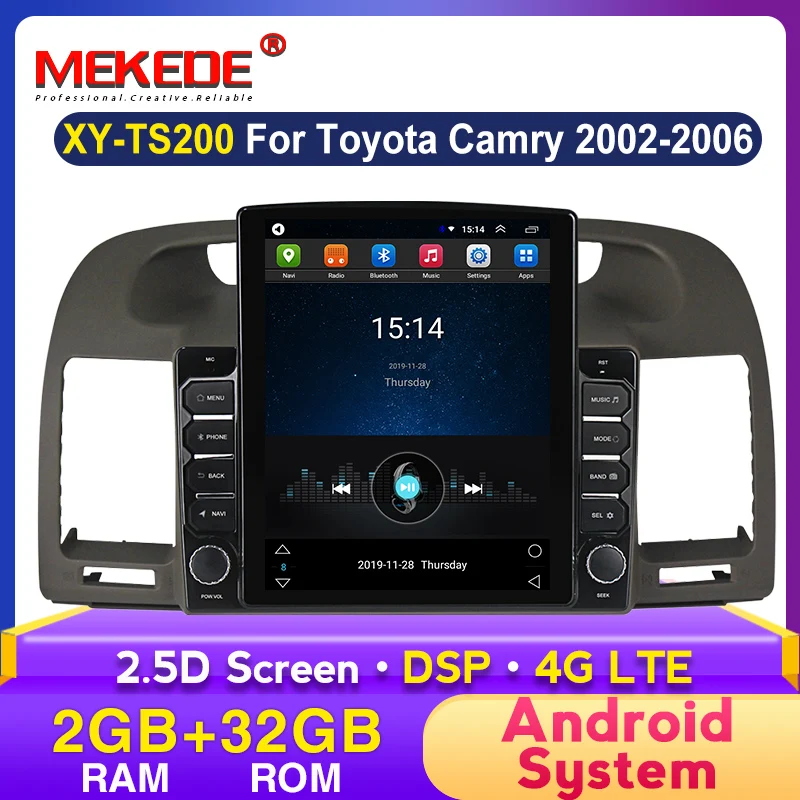 Автомагнитола MEKEDE 2 din 2G LTE Android + 32G для Toyota Camry 5 XV 30 2001-2006 мультимедийный