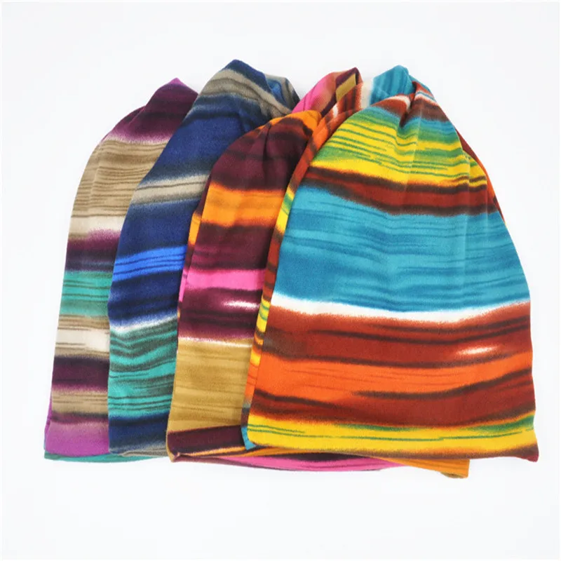 Новый корейский модный комплект шапка ворс Кепка цветная полоса тюрбан тонкая