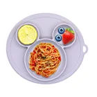 Силиконовая чаша с мультяшным рисунком, водонепроницаемая детская тарелка для обучения, для самокормления, кухонная утварь на присоске