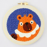 bear punch needle kits for starter contains threader fabric embroidery hoop yarn all materials and tool needle full set