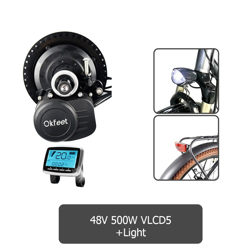 TSDZ2 Midmotor 36V 48V 250W 350W 500W электрический велосипед крутящий момент Сенсор середине приводной двигатель комплект с ЖК-дисплей Дисплей - Цвет: 48v500w VLCD5 Light