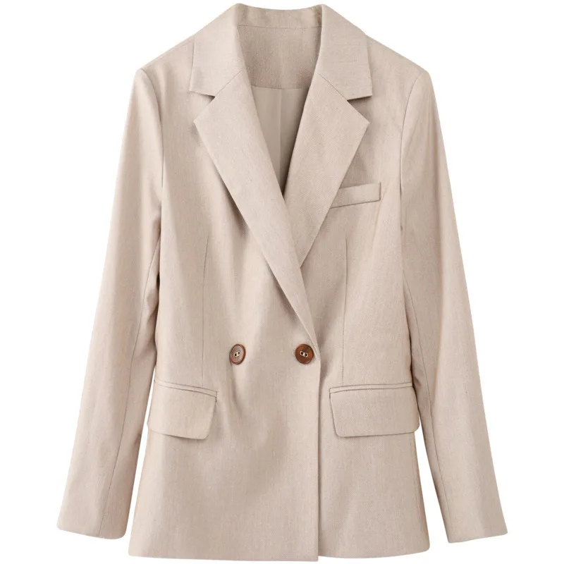 

Autumn new dress pure color double-breasted cultivate one's morality show thin OL little suit jacket female