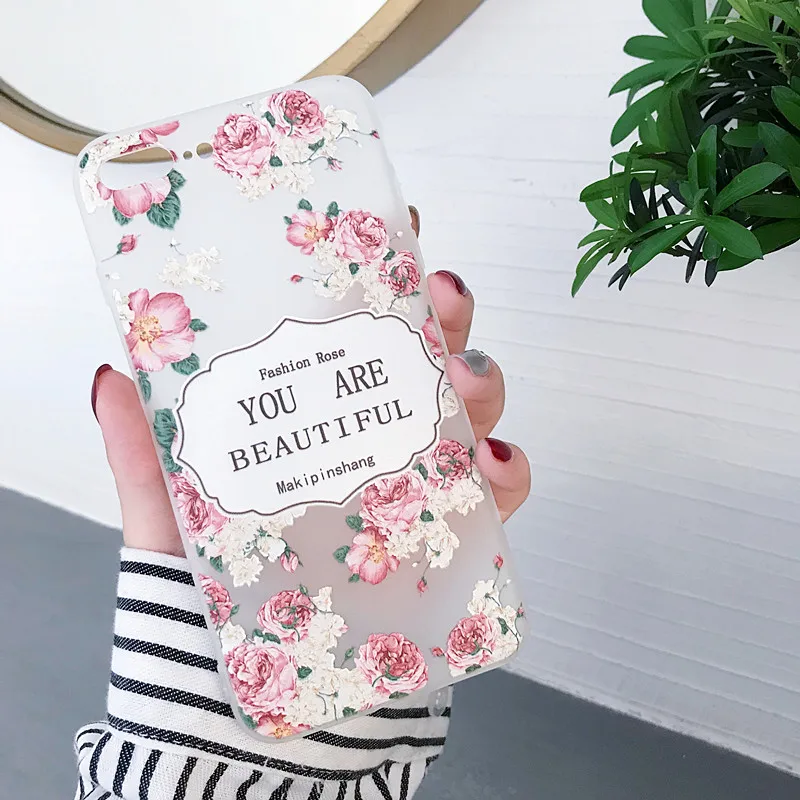 3D Рельефный цветочный Мягкий чехол из ТПУ для iPhone 11 Pro XS Max XR X силиконовая задняя