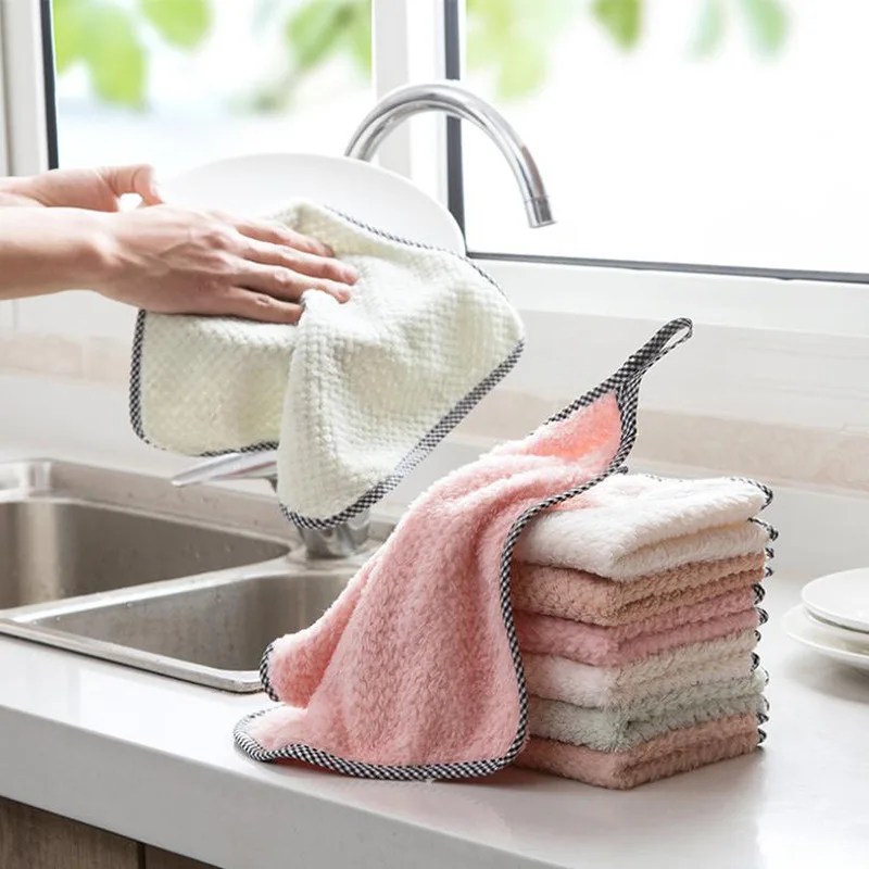 

1pc Home microfiber towels for kitchen Absorbent thicker cloth for cleaning Micro fiber towel wipe table kitchen cleaning towel
