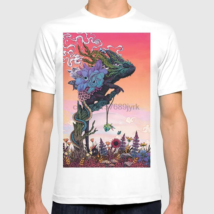 Фантасмагория футболка психоделическая surreal sci fi иллюстрация цветы закат природа