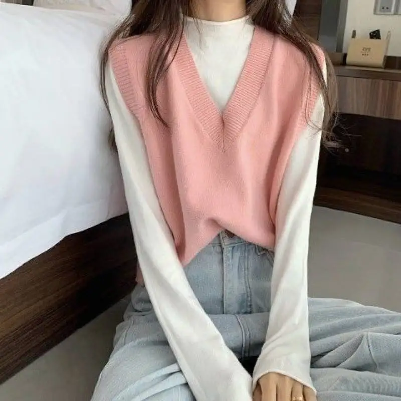 

Women Knitted Vest Tank Top Sweater Waistcoat Sleeveless V-neck Casual Soft UK