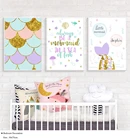 Настенный постер с именем на заказ, рисунок на холсте в скандинавском стиле с изображением Русалочки, детской комнаты, украшение для спальни и девушек