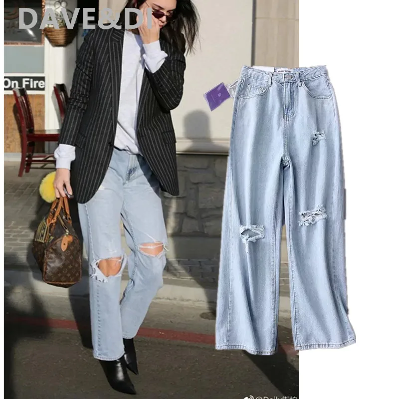 

Dave&Di fashion blogger Kendall Jenner vintage mom high waist jeans woman ripped jeans for women boyfriend jeans for women
