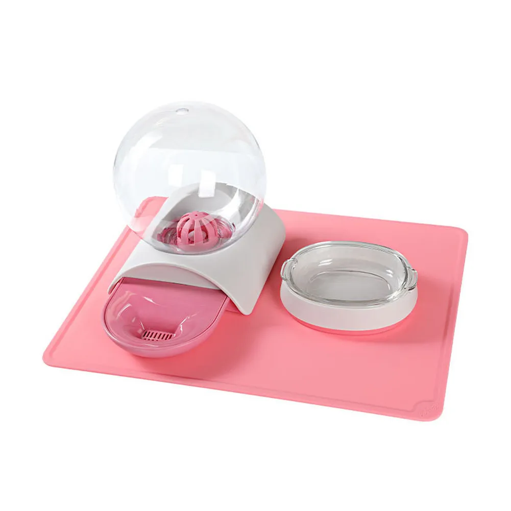 

2.8L Pet Water Fountain Bubble Ball Automatic Drinking Bowl Large Capacity Automatic Water Dispenser with Food Bowl for Dog Cat