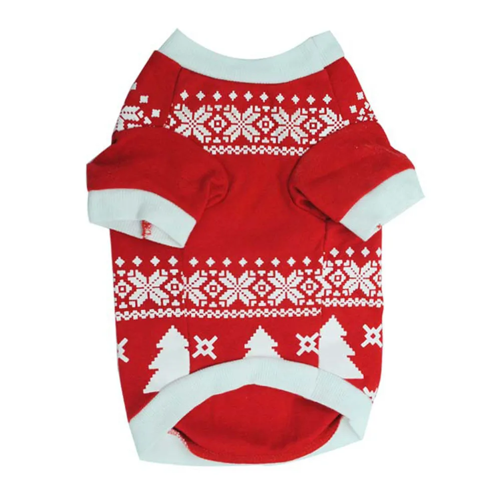 Рождественская собака щенок елка рубашка из интерлока одежда теплая спортивная