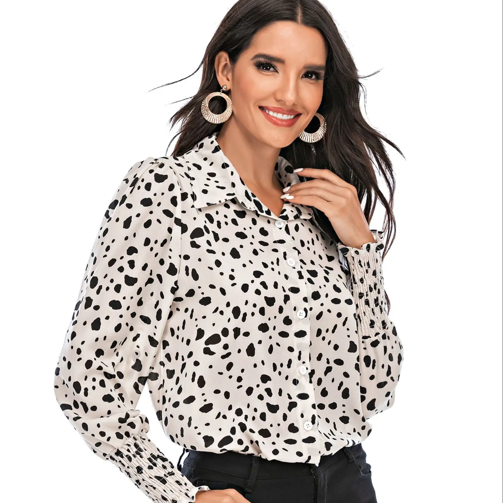 

Office Lady Shirts Women Long Sleeve Leopard Print Autumn Shirts