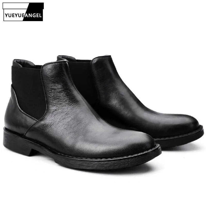 Новинка 2020 мужские ботинки челси в британском стиле ботильоны из натуральной