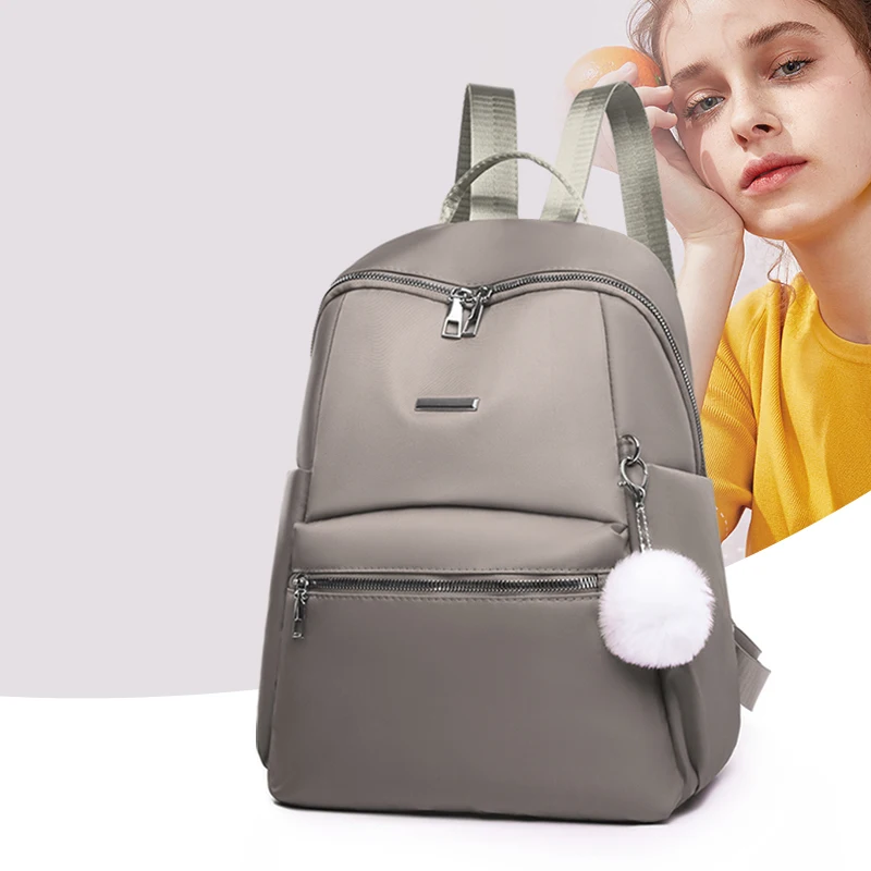 

2021 Waterproof Backpack Simple Women Oxford School Bags for Teenagers Girls Small Pendant Backpack Lady Multifunction Rucksack