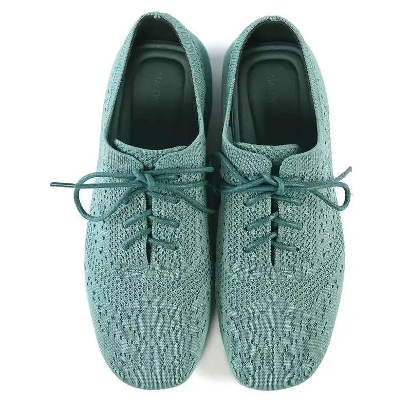 

New Women's Fashion Light British Style Wedges Shoes Comfortable Breathable Massage Damping Lacing Outing Woven Shoes