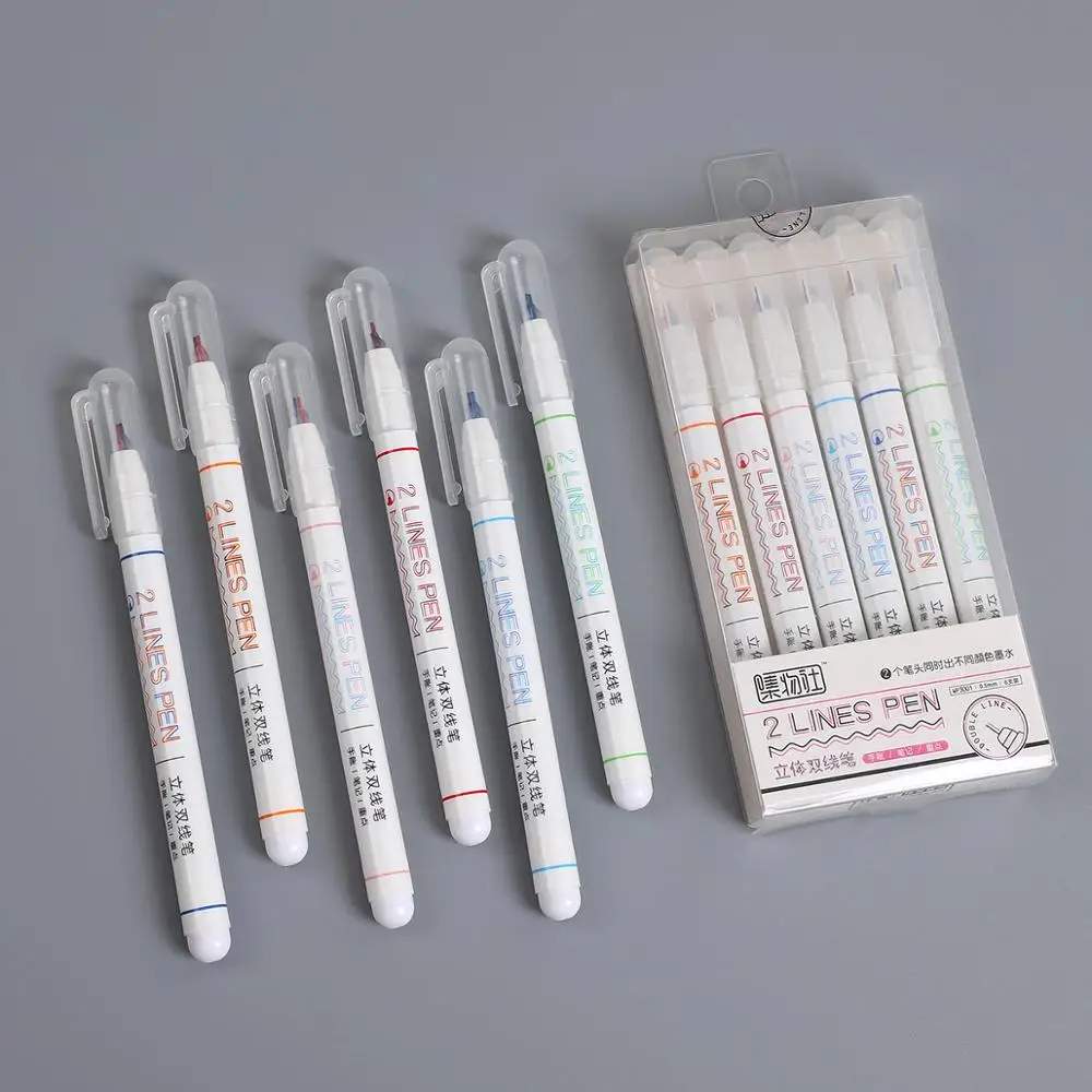 

JIANWU new morandi color Double Lines Art Markers Pen Marker Lettering Pen journal pen Drawing Pens
