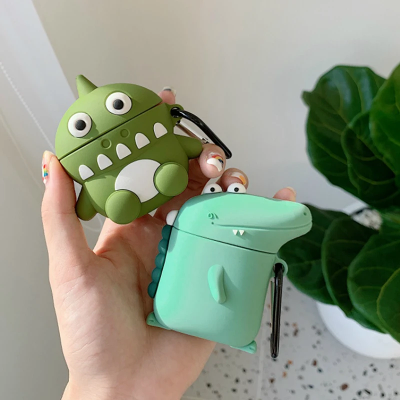 3D чехол для наушников Airpods Pro Чехол Силиконовый динозавр мультфильм наушники/Earpods