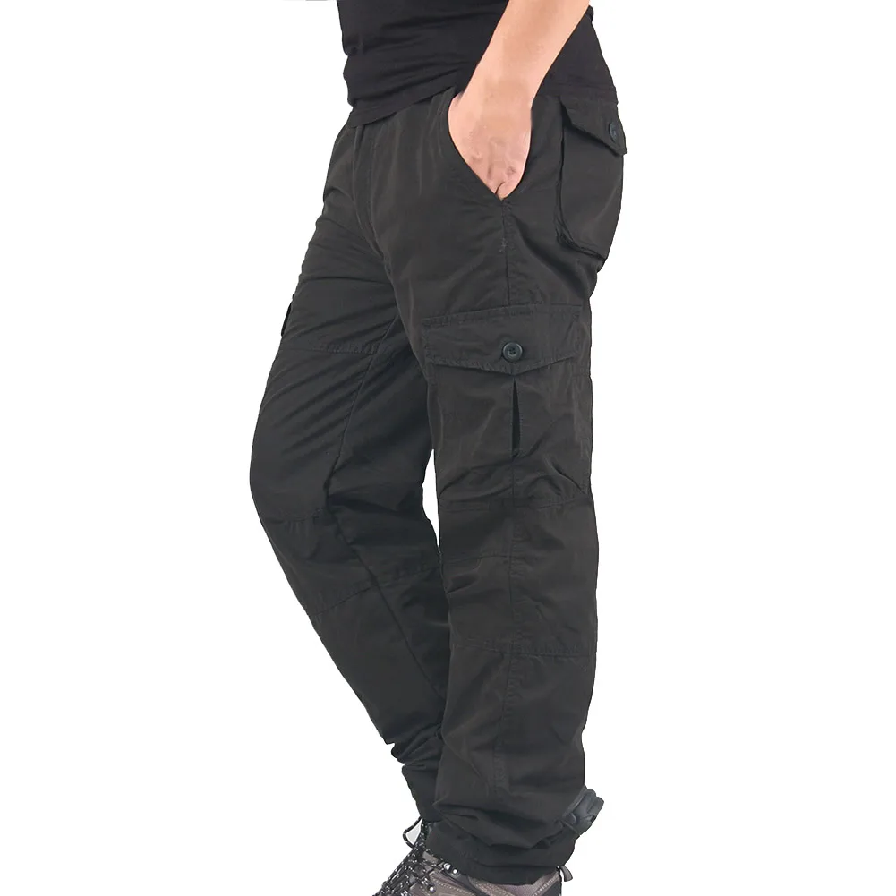 Мужские зимние теплые брюки на флисовой подкладке с несколькими карманами|Штаны