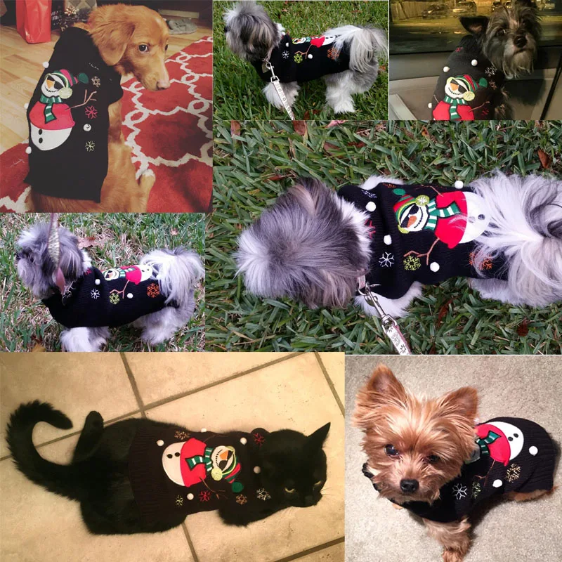 Abrlo зимняя Милая Одежда для собак Теплый Рождественский свитер кошек маленьких с