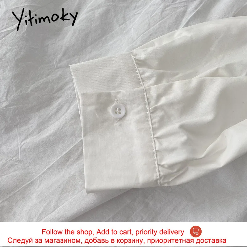 

Yitimoky Women Shirts 2021 Spring Korean Fashion Long Sleeve Turn-down Solid Simply Style Casual Button Up Shirt Ladies Tops