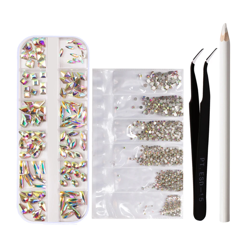 

Crystal AB Rhinestones Nail Art Glitter Glass Flatback Gems 3D Nail Decoration