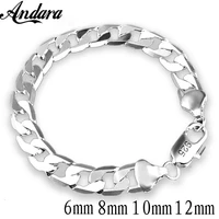 925 sterling silver bracelet sideways silver bracelet 6mm8mm10mm bracelet menwomen jewelry