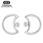 Титановое кольцо G23 для носа в форме Луны, кольцо с цирконом для носа, искусственная завитка пирсинг, Септум, Ювелирное Украшение для тела, кольцо с петлей для хряща уха
