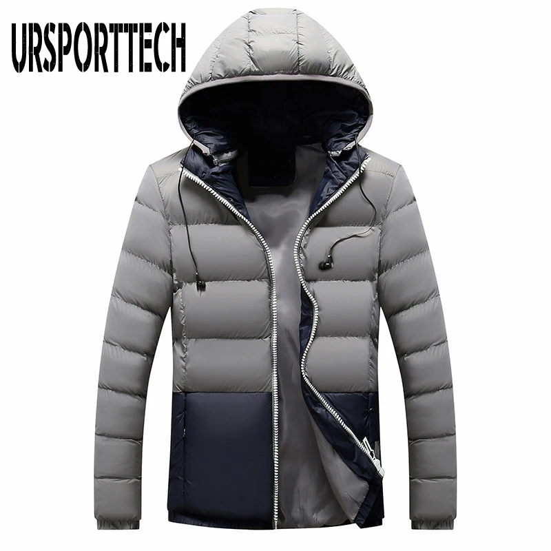Мужская зимняя куртка с капюшоном короткая парка пальто для мужчин теплое