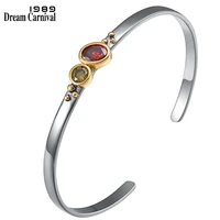 dreamcarnival1989 brand new pretty cuff bangle for women light thin daily black gold fashion zirconia bracelet hot pick wb1228