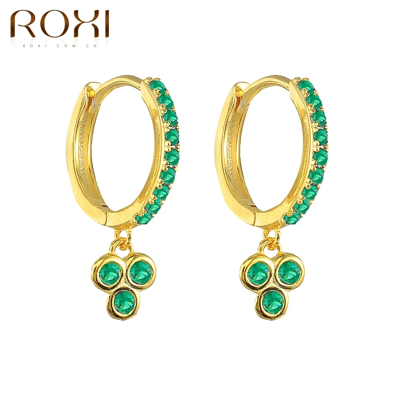 

ROXI Colour Circular Zircon Crystals Hoop Earrings for Women Girl Cartilage Hanging Earring Silver Pendientes Plata 925 Kolczyki
