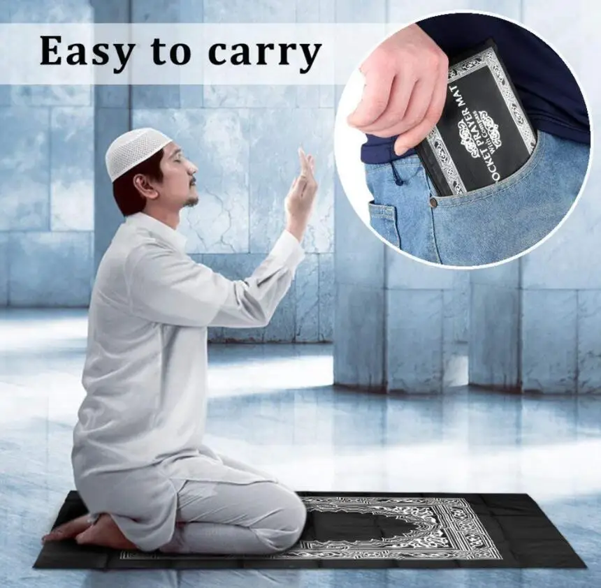 

3pcs Islam Muslim Prayer Mat Carpet Rug with Compass Portable Waterproof Travel Pocket Islamic Arab Mats tapis de priere islam