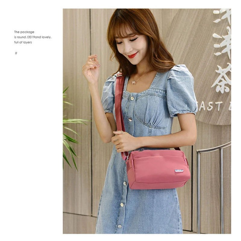 

2021 Spring and Summer New Nylon Women Shoulder Female Messenger Bags Solid Color Travel Crossbody for Girl Retro Handbag