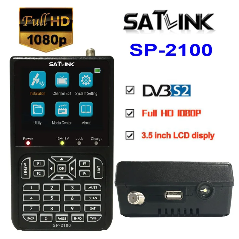 SATLINK SP-2100 HD Sat Finder DVB S/S2 Satfinder MPEG-2/4 Цифровой спутниковый Finder метр с 3,5 дюймовым ЖК-экраном pk WS 6906 ACM