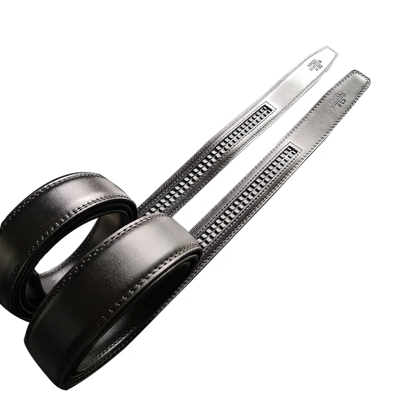 Automatic Belt 3.8cm Черные высококлассные мужские ремни без пряжки из натуральной кожи класса люкс 2,4-3,8 см ширина модный ремень из воловьей кожи высокого уровня мягкий брендовый ремень - Цвет: Automatic Belt 3.8cm