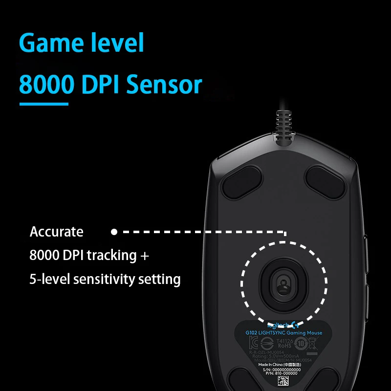 Мышь Logitech G102 Lightsync Проводная игровая мышь с боковой кнопкой и подсветкой
