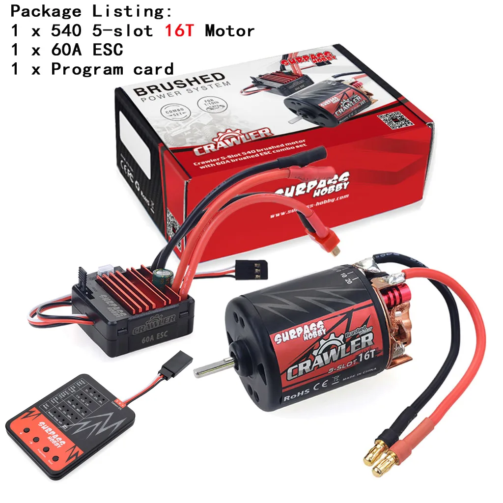 Motor cepillado con 5 ranuras, 540, 11T, 13T, 16T, 20T, con 60A ESC, para coche teledirigido Redcat Volcano EPX, Blackout XTE, Traxxas, TRX-4, 1/10-4