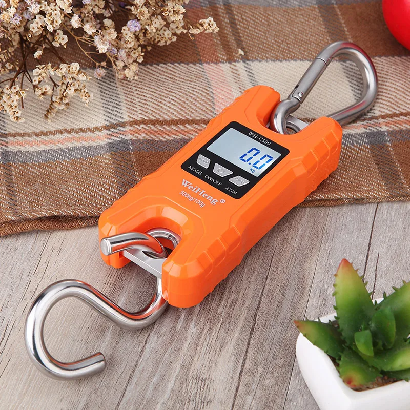 

Portable Digital 500kg/100g Mini Crane Scale Stainless Steel Hook Heavy Duty Digital Hanging kitchen Weight Hook Scales Weight B