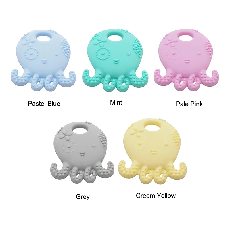 Chenkai 10PCS Baby Silicone Octopus Shaped Teethers BPA Free Bady Animals Teething DIY Nursing Tooth Training Toys For Kids
