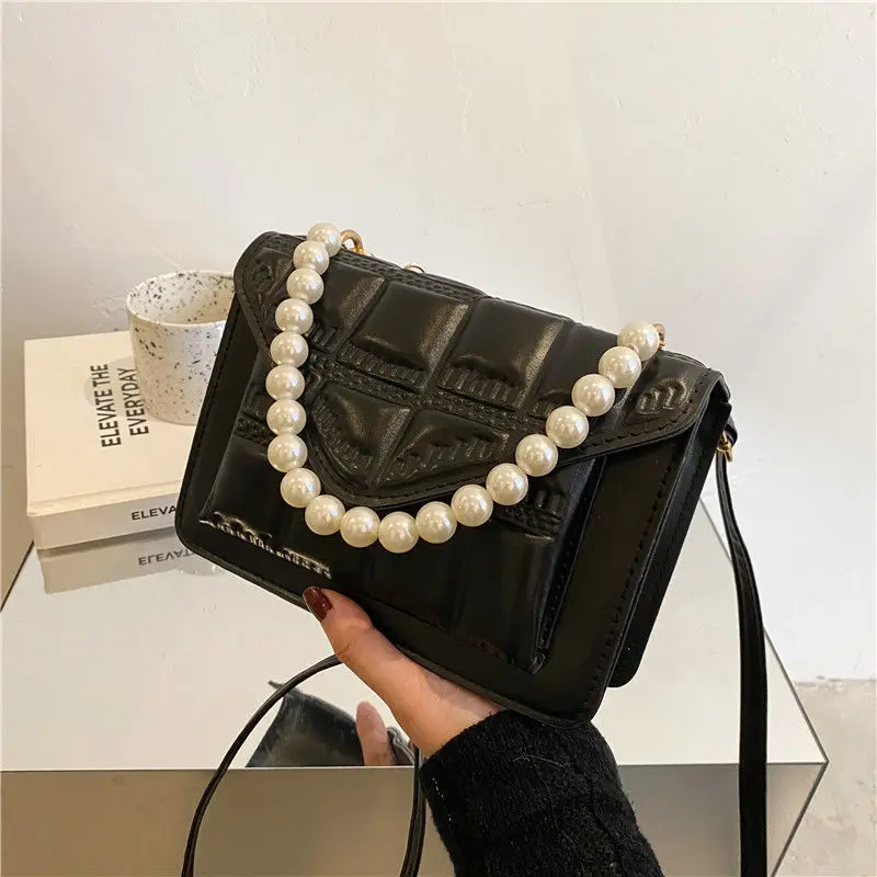 

Shoulder Bag Female Crossbody Bag Designer Handbag Purse Backpack Women Bag Fashion Beaded 2021 New PU Leather All-match Lattice
