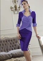 free shipping vestido plus size new gorgeous beaded vestido de madrinha purple chiffon mother of the bride dresses with jacket