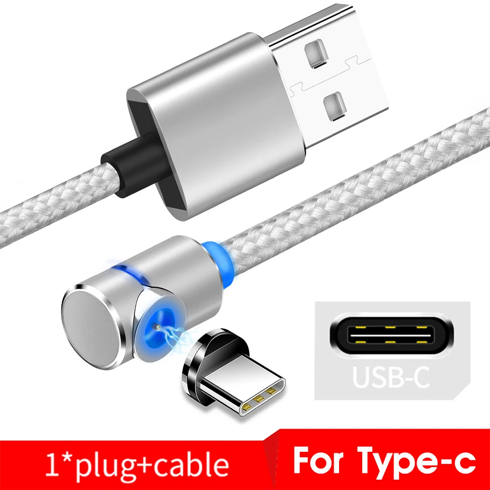 Магнитный usb кабель для зарядки для iPhone, быстрая зарядка, кабель для Android, Магнитный провод для samsung, Micro usb type C, кабель для зарядки, шнур для передачи данных - Цвет: Silver For Type C