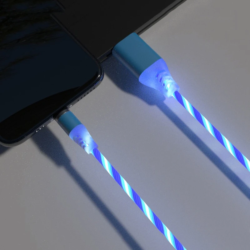 Blue For Micro USB Новинка 1 м быстрое зарядное устройство цветной светодиодный магнитный кабель для телефона Micro usb type C кабель зарядное устройство для huawei Xiaomi samsung телефон - Цвет: Blue For Micro USB