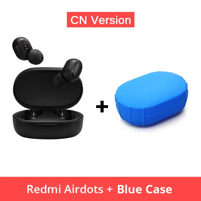 CN Add Blue Case Xiaomi Redmi AirDots наушники Bluetooth гарнитура 5,0 TWS истинный беспроводной стерео SBC милый мини-светильник наушники с автоматической зарядкой - Цвет: CN Add Blue Case