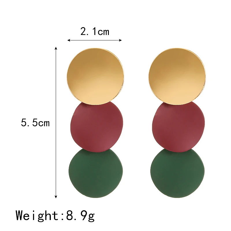 Карамельные цвета неровные геометрические круглые металлические Висячие серьги