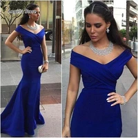 royal blue mermaid satin evening dresses long 2021 off shoulder v neck women girls special occasion dress prom party gowns