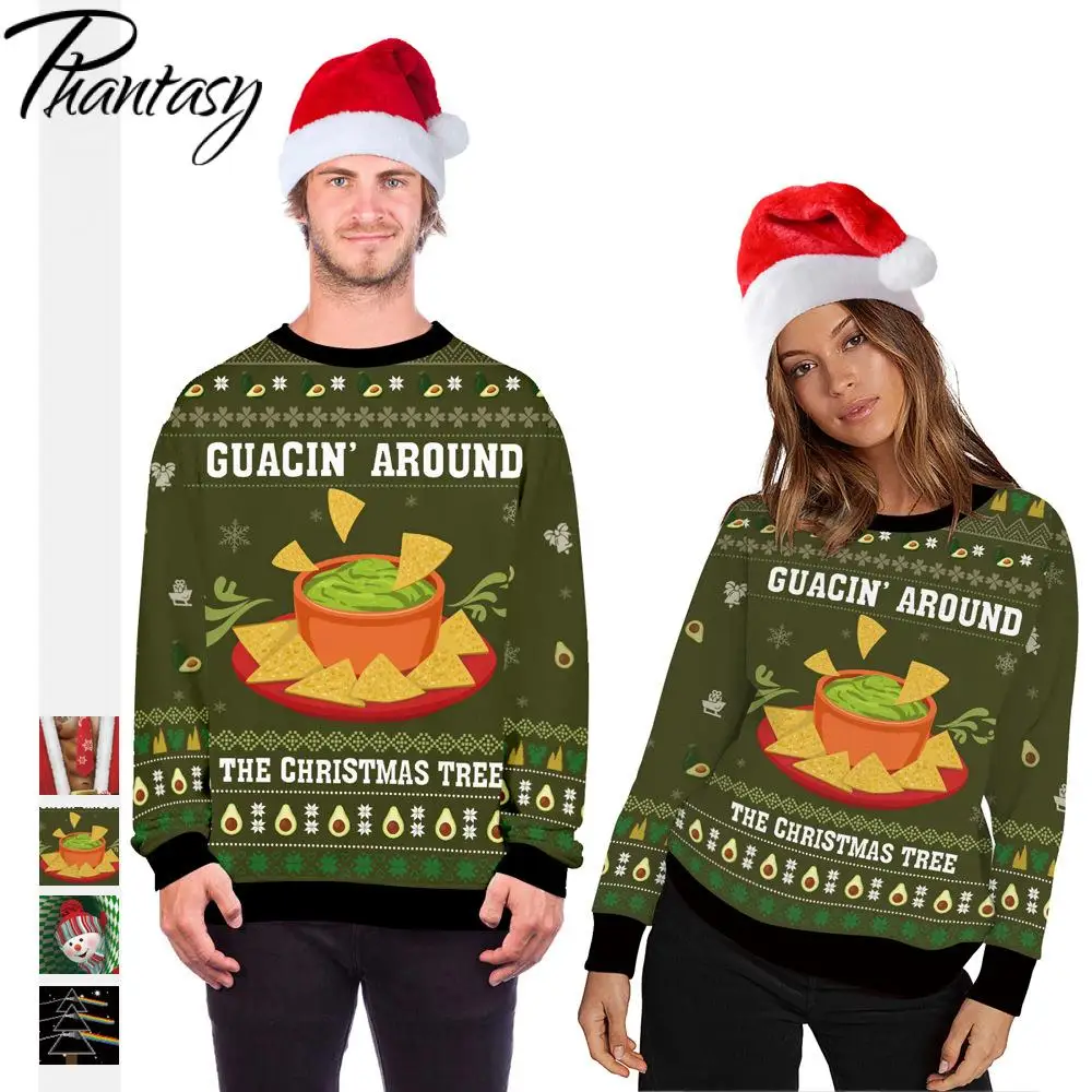 

Phantasy Adults Sweatshirts Christmas Tree Print Long Sleeve Pullovers Festivals Cosplay Party Costumes Daily Casual Couple Tops